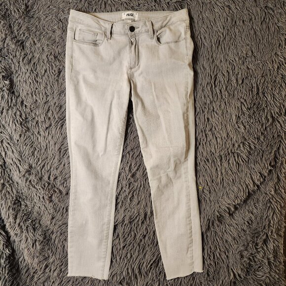 PAIGE Denim - Paige Skinny Jeans Women 30x25 Light Grey Raw Hem Light Wash EUC Casual Pocket